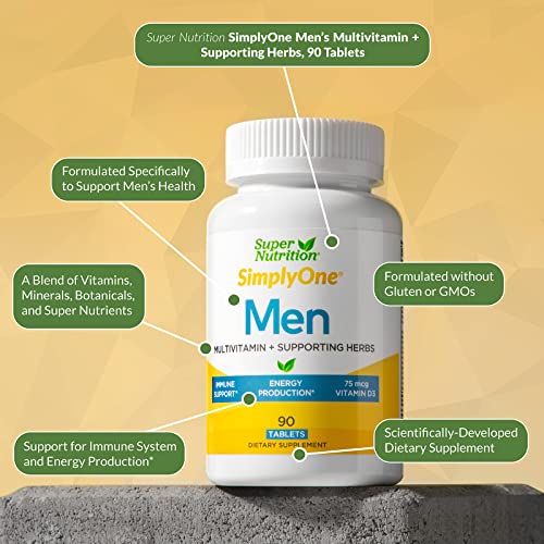 SuperNutrition SimplyOne Multi-Vitamin for Men, High-Potency, One/Day Tablets, White, 90 Count