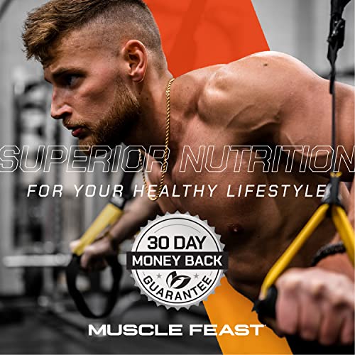 Muscle Feast Premium Grass Fed Whey Protein Powder Blend | 100% All Natural, Hormone Free, Vegetarian Protein | Whey Isolate, Hydrolyzed Protein, Micellar Casein | 22g Protein, 101 Calories | Unflavored 5lb | 87 Servings