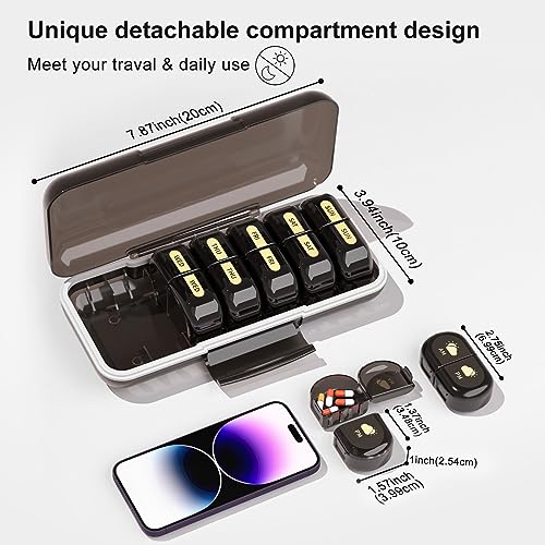 Travel Pill Organizer 2 Times a Day Travel Pill Box Case Weekly AM PM Pill Medicine Organizer 7 Day Small Day and Night Pill Organizer Twice a Day