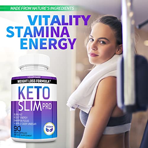 VEGEPOWER Keto Pills Apple Cider Vinegar Weight Loss Fat Burner Ketosis Diet Support Boost Energy Ketones Supplement with ACV for Women Men 90 Capsules