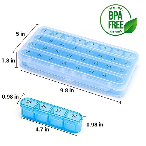 Windtrace Monthly Pill Organizer 1 Times a Day,30 Day Pill Box,One Month Pill Case Once a Day,31 Day Pill Holder Medicine Organizer for Vitamin