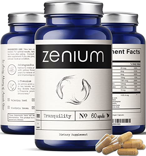 Zenium Stress Relief Supplement & Support Item for Women & Men | Anti Tension | Stop Worry & Nervousness | Boost Mood | Happy Pills | Fight Cortex Fatigue |60 Capsules | Calm The Body & The Mind