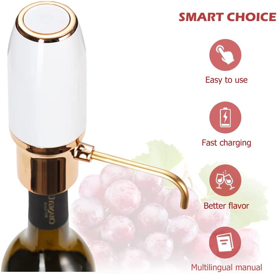 Winirina Electric Wine Aerator Pourer Automatic Wine Dispenser Professional USB Rechargeable Wine Decanter With Upgraded Adjustable Stainless Steel Telescopic Connecting Tube Wine Gift for Mom Wife…