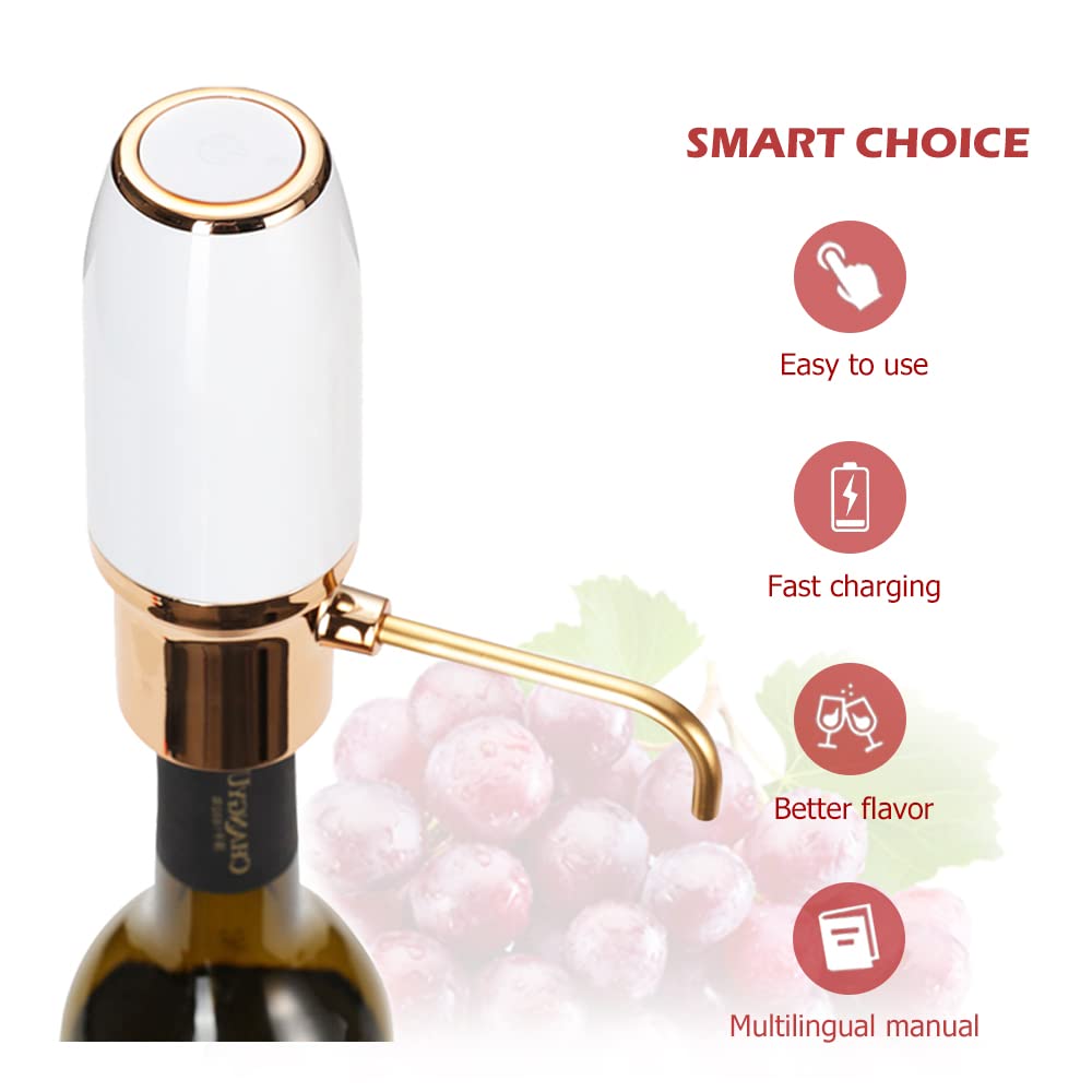 Winirina Electric Wine Aerator Pourer Automatic Wine Dispenser Professional USB Rechargeable Wine Decanter With Upgraded Adjustable Stainless Steel Telescopic Connecting Tube Wine Gift for Mom Wife…