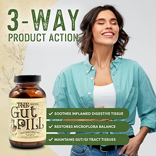 The Gut Pill 90 Capsules - Natural Gut Health Supplements for Men with Marshmallow Root Herb, Calendula Flower, Triphala Fruits, and Lactobacillus Acidophilus - Gut Supplement for Gut Well-Being