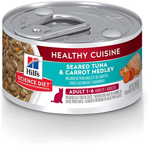 Hill's Science Diet Wet Cat Food, Adult, Healthy Cuisine, Seared Tuna & Carrot Recipe, 2.8 oz. Cans, 24-Pack