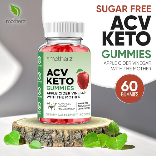 ACV Keto Gummies with Apple Cider Vinegar (with The Mother) - Sugar Free Keto ACV Gummies for Weight Management Cleanse & Detox – Natural Apple Flavor – Non-GMO – Gluten-Free – Vegan