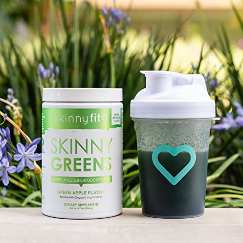 SkinnyFit Skinny Greens, Green Juice Superfood Powder, Green Apple Flavor, Natural Energy & Focus, Spirulina, Chlorella, 30 Servings