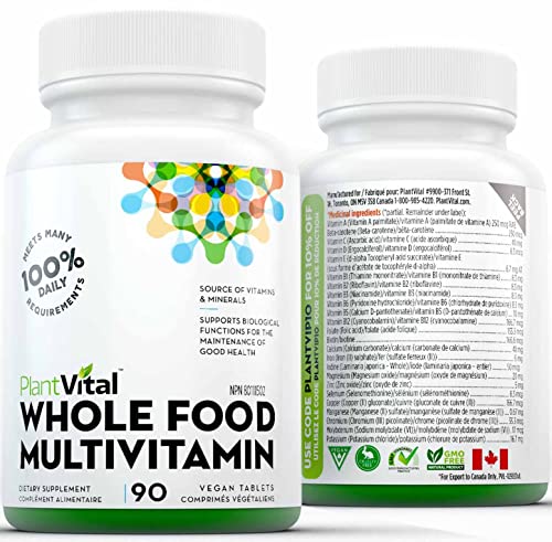 Plantvital Whole Food Multivitamin Multivitamins with 56 Superfoods Raw Veggies and Fruits Vitamins Earth Energy Fruits and Veggies Supplement Pure Fruit and Vegetable Supplements 270 Tablets