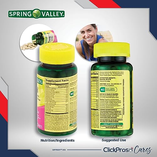 Spring Valley Prenatal Multivitamin/Multimineral for Pregnant and Nursing Women Dietary Supplement Tablets, 100 Count 3 Pack Bundle (300 Total) - Includes Vitamin Guide and Pill Container (5 Items)!