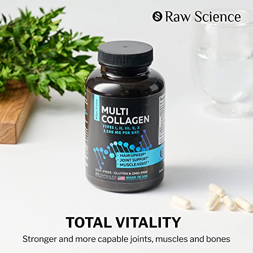 Multi Collagen Pills Types I II III V & X 90 Capsules - Hydrolyzed Collagen Peptides For Men & Women - Multi Collagen Bovine Bone Broth Supplements - Made In USA, Non-GMO, Gluten Free