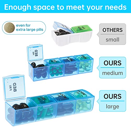 VMVN Pill Box 7 Day, Large Pill Cases Organizers,Weekly Pill Container AM/PM Medicine Organizer，Removable 4 Times a Day Pill Holder