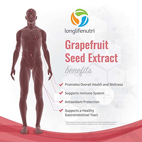 Grapefruit Seed Extract 500mg 180 Vegetarian Capsules | Made in USA | GSE Potent Immune Vitamin & Overall Health Supplement | Non GMO Gluten Free Pill