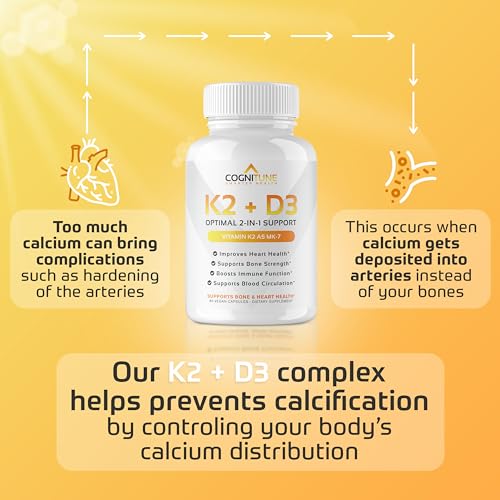 Vitamin D3 5000 IU with Vitamin K2 (MK7) Supplement - Premium Immune, Heart & Bone Health Capsules - Vitamin K2 D3 Complex with 5000 IU of Vitamin D3 & 90 mcg of Vitamin K2 mk7-60 Count