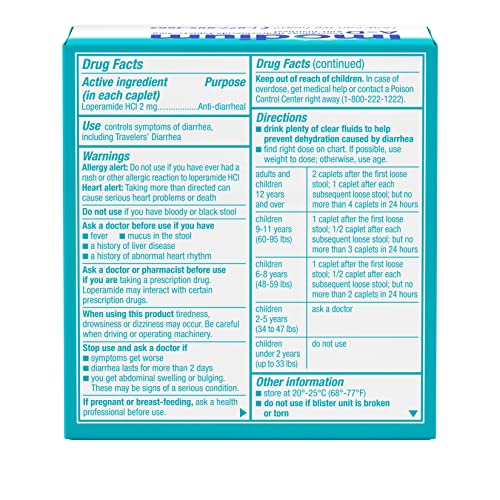 Imodium A-D Diarrhea Relief Caplets with Loperamide Hydrochloride, Anti-Diarrheal Medicine to Help Control Symptoms of Diarrhea Due to Acute, Active & Traveler's Diarrhea, 24 ct.