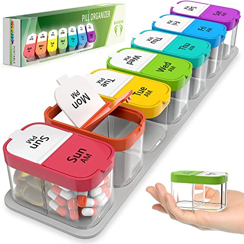 Extra Large Weekly Pill Organizer - XL Daily Pill Box - 7 Day Am Pm Jumbo Pill Case/Container for Supplements Big Pill Holder Twice A Day Oversized Daily Medicine Organizer for Vitamins