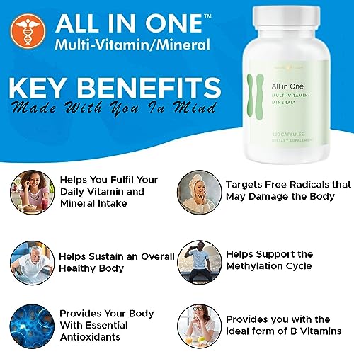 Holistic Health All in ONE Multi Vitamin and Mineral for Antioxidant Boost, Multi Minerals Supplement for Supporting Methylation and Immunity Boost, 120 Capsules