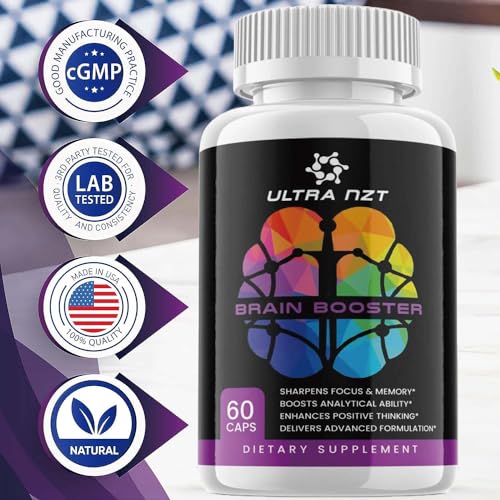 Ultra NZT Brain Booster - Nootropic Focus Limitless Brain Pill, Brainfor Memory, Focus & Concentration, Cognitive Function (60 Capsules, 1 Pack)