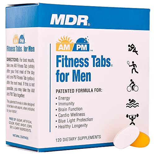 MDR Fitness Tabs Patented AM/PM Multivitamin for Men Doctor Formulated with Right Nutrients at The Right Time - Gluten Free - 2 Month Supply