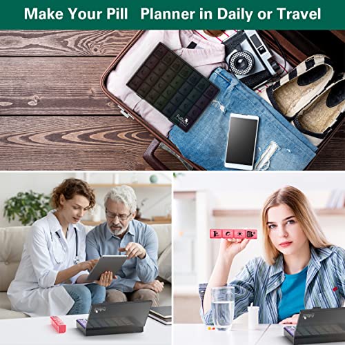 Extra Large Weekly Pill Organizer 4 Times a Day,Fullicon XL Large Pill Box, 7 Day Medicine Organizer,Black Pill case for Vitamin/Fish Oil/Supplements