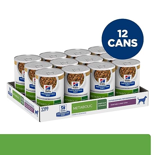 Hill's Prescription Diet Metabolic Weight Management Vegetable & Beef Stew Wet Dog Food, Veterinary Diet, 12.5 oz. Cans, 12-Pack