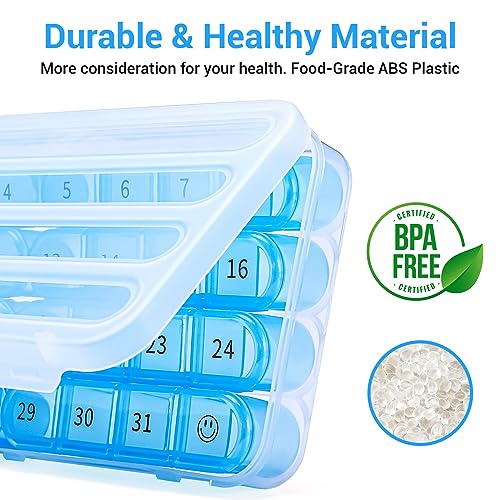 Windtrace Monthly Pill Organizer 1 Times a Day,30 Day Pill Box,One Month Pill Case Once a Day,31 Day Pill Holder Medicine Organizer for Vitamin