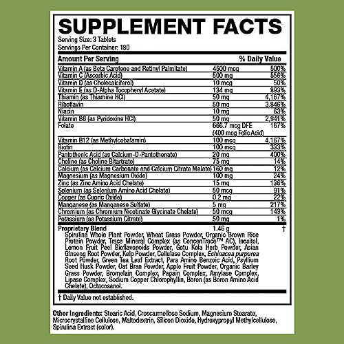 Life's Fortune Multivitamin & Mineral 180 Tablets, All Natural Energy Source Supplying Whole Food Concentrates, Antioxidants, Amino Acids, Enzymes, Trace Minerals & More