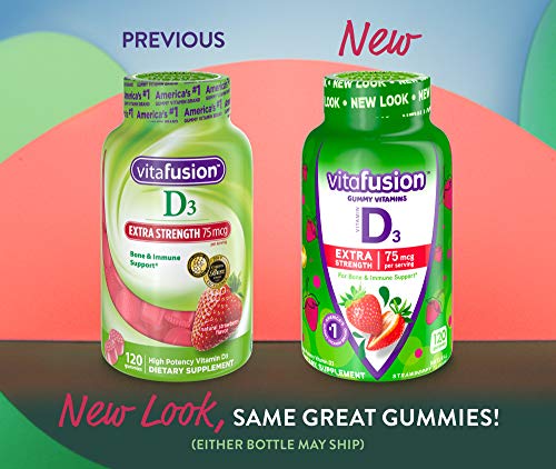 Vitafusion Adult Gummy Vitamins for Men, Berry Flavored Daily Multivitamins for Men with Vitamins A & Extra Strength Vitamin D3 Gummy, Strawberry Flavored Bone and Immune System Support