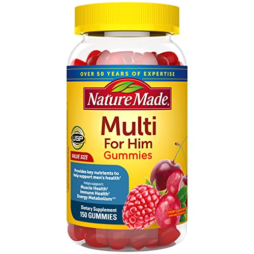 Nature Made Multi for Him, Multivitamin for Men for Energy Metabolism Support, Mens Multivitamins, 150 Gummy Vitamins and Minerals, 75 Day Supply