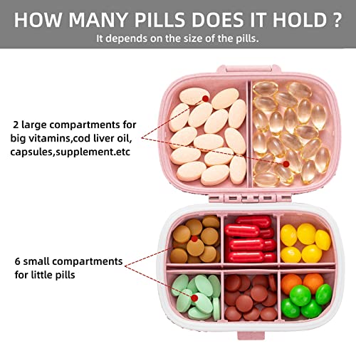 EveryBling Cute Pill Organizer Small Bling Pill Case for Purse Medicine Vitamin Container Holder Daily Pill Box Container for Women Travel Medicine Kit(Pink)