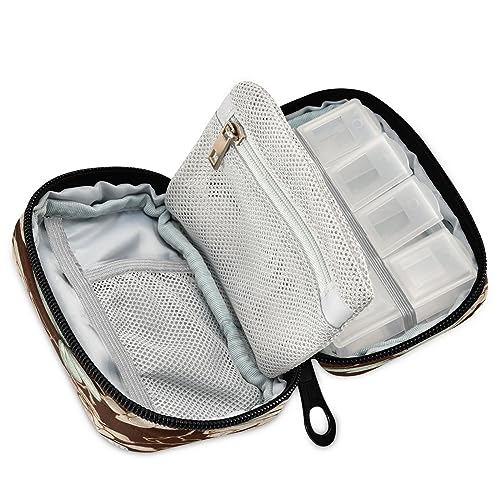 Takiito Retro Butterfly Flower Travel Pill Organizer Bag, Weekly Daily Pill Case Bag Portable Pill Box for Vitamin Supplement Medicine