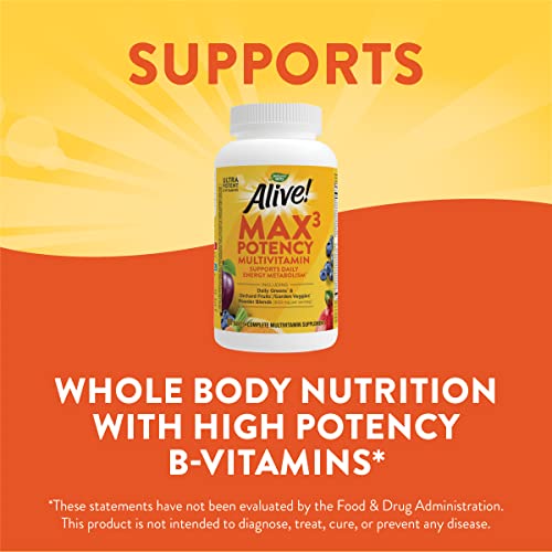 Nature's Way Alive! Max3 Potency Multivitamin, Antioxidants & High Potency B-Vitamins to Support Cellular Energy Metabolism*, 180 Tablets