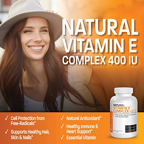 Bronson Natural Vitamin E Complex Supplement 400 I.U. (80% D-Alpha Tocopherol), Natural Antioxidant, 100 Softgels