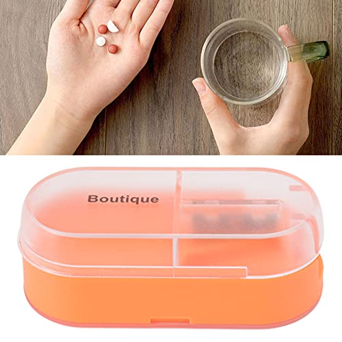 Vakitar Pill Cutter and Splitter with Storage Function Portable Pocket Medicine Storage Box can Cut Pills Vitamin Pills Travel Size (Orange)