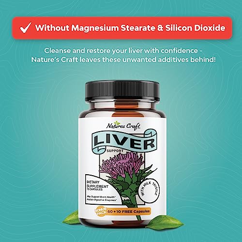 Liver Cleanse Detox & Repair Formula - Herbal Liver Support Supplement with Milk Thistle Dandelion Root Turmeric and Artichoke Extract for Liver Health - Silymarin Liver Detox 70 Capsules