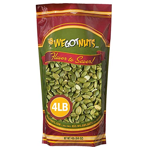 We Got Nuts Pumpkin Seeds Healthy Snacks 4 Lbs (64oz) Bag | Raw Pepitas No Preservatives Added, Non-GMO, 100% Natural With No Shell | For Baking, Salad Toppings, Cereal, Roasting | Low Calorie Nuts,