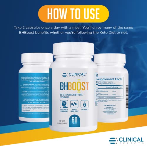 Clinical Effects Keto Support BHBoost - Supplement for Keto Weight Support - Helps Restore Electrolytes and Energy Levels - Sodium-Free - 60 ct