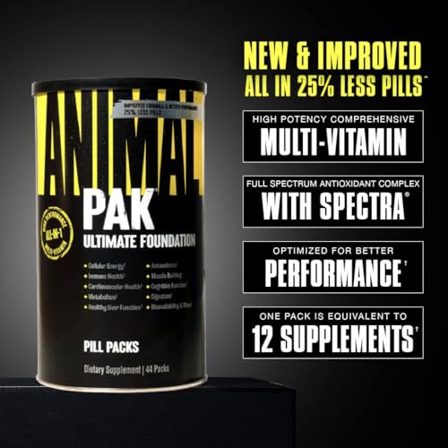 Animal Pak - Convenient All-in-One Vitamin & Supplement Pack - Zinc, Vitamins C, B, D, Amino Acids and More - Sports Nutrition Performance Mulitvitamin for Women & Men - Updated Version - 44 Count