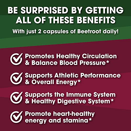 Beet Root Capsules 1500mg - Organic Beet Root Powder + Vitamin C Zinc, Elderberry, Pomegranate, Grape Seed Extract - Nitric Oxide Supplement, Supports for Healthy Circulation* -Vegan - 3 Months Supply