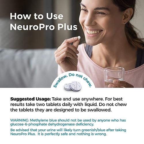 Best 365 Labs NeuroPro+ Maximum Strength Mitochondria Health Tablets - Methylene Blue and Vitamin C - Fast Acting Neuro Support - Improve Focus and Memory - 60 Tablets