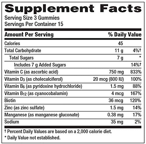 Emergen-C Immune+ Immune Gummies, Vitamin D Plus 750 mg Vitamin C, Immune Support Dietary Supplement, Caffeine Free, Gluten Free, Raspberry Flavor - 45 Count