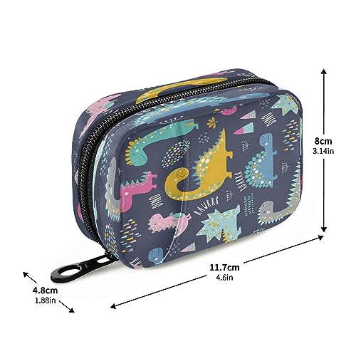 Takiito Cute Funny Kids Dinosaurs Travel Pill Organizer Bag, Weekly Daily Pill Case Bag Portable Pill Box for Vitamin Supplement Medicine