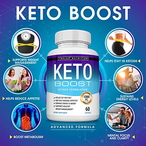 Keto Boost Diet Pills Ketosis Supplement - Natural Exogenous Keto Formula Support Energy & Focus, Advanced Ketones for Ketogenic Diet, Keto Diet Pills, for Men Women