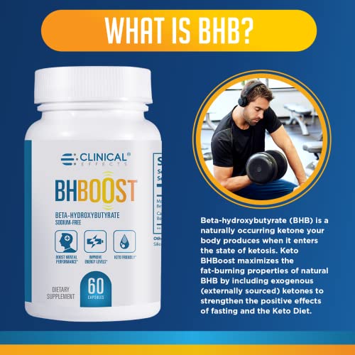 Clinical Effects Keto Support BHBoost - Supplement for Keto Weight Support - Helps Restore Electrolytes and Energy Levels - Sodium-Free - 60 ct