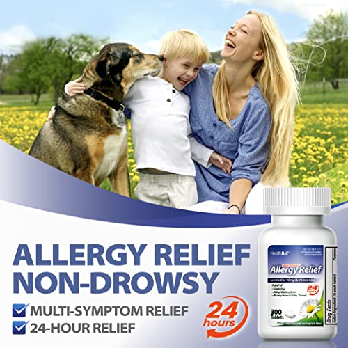 HealthA2Z® Allergy Relief | Loratadine 10mg | 300 Counts | Antihistamine | Non-Drowsy | Relief from Itchy Throat, Sneezing, Runny Noses | 24-Hours Allergy Medicine