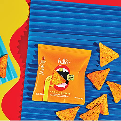 Hilo Life Low Carb Keto Friendly Tortilla Chip Snack Bags, Nacho Cheese, 12 Count, Pack 12 oz
