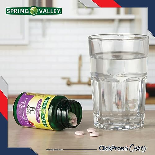 ClickPros Spring Valley Vitamin B12 Fast Dissolve Tablets Bundle, 5000 mcg, 45 Ct I Includes Exclusive “The Truth About Vitamins” Guide and Portable Pill Container (3 Items)!