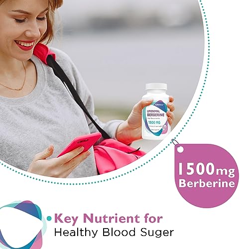 Liposomal Berberine Supplement 1500mg - High Bioavailability Berberine HCL Capsules for Women and Men, AMPK Activator for Cardiovascular Health, Sugar-Free, Non-GMO,120 Softgels