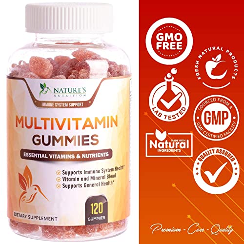 Multivitamin Gummies for Adult Women & Men, Daily Gummy Multivitamins Nutritional Support with 13 Vitamins and Minerals - Nature's Multi Vitamin Supplement, Non-GMO Berry Flavor - 120 Gummies