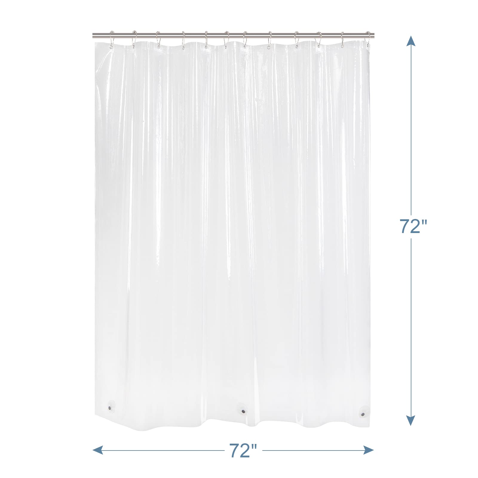 AmazerBath Shower Curtain Liner, 72x72 Clear Shower Curtain Liner, Waterproof Plastic Shower Liner, Cute Lightweight PEVA Shower Curtain for Bathroom with 3 Magnets and 12 Rustproof Metal Grommets